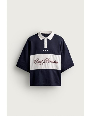 자라 컬러블록 박시핏 반팔 폴로셔츠 1195/398/043 NAVY / WHITE