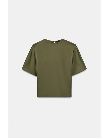 자라 새틴 숄더패드 반팔 탑 7836/071/505 KHAKI