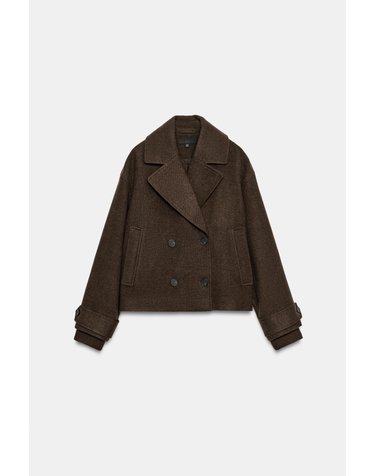 자라 소프트 더블브레스트 숏 코트 3046/348/700 BROWN