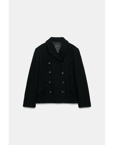 자라 더블브레스트 울 혼방 코트 7078/754/800 BLACK