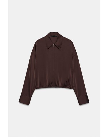 자라 새틴 집업 긴팔 셔츠 4764/040/681 BURGUNDY