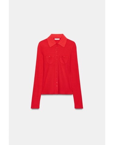 자라 포켓 폴로 칼라 긴팔 셔츠 5070/622/600 RED