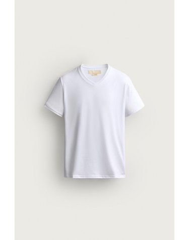 자라 슬림핏 브이넥 반팔 티셔츠 0722/339/250 WHITE