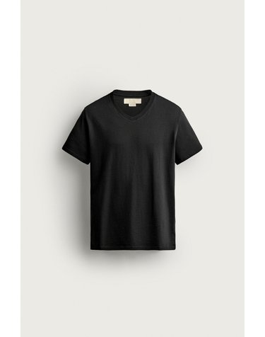 자라 슬림핏 브이넥 반팔 티셔츠 0722/339/800 BLACK