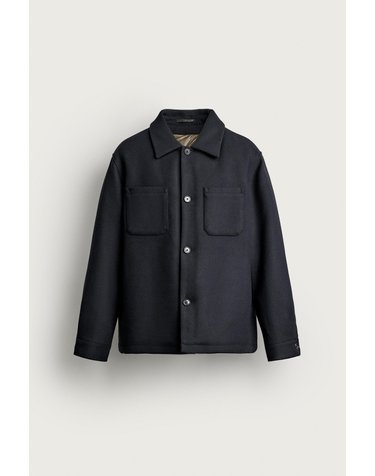자라 패딩 안감 레귤러핏 오버셔츠 2949/010/401 NAVY BLUE