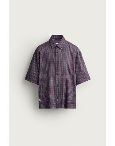 자라 박시핏 체크 포켓 반팔 셔츠 6085/306/117 PURPLES