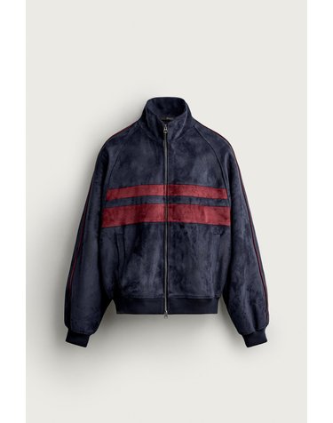 자라 컬러블록 스웨이드 집업 자켓 3833/401/401 NAVY BLUE