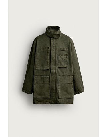 자라 워시드 라이오셀 코튼 파카 3216/377/507 DARK KHAKI
