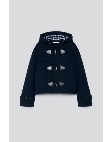 자라 울 크롭 후드 더플 코트 3692/907/401 NAVY BLUE