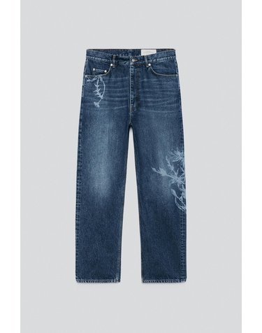 자라 프린트 루즈핏 워시드 청바지 9863/002/200 BLUE / INDIGO