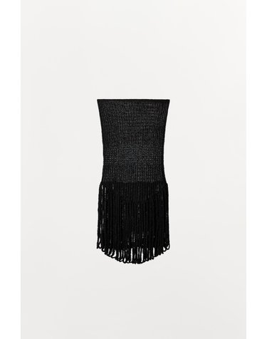 자라 프린지 오프숄더 니트 탑 1758/722/800 BLACK