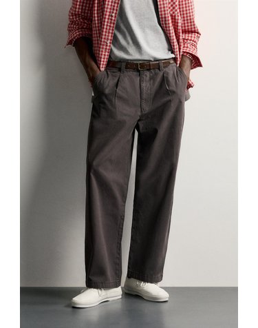 자라 플리츠 릴렉스핏 치노 팬츠 1934/152/716 DARK BROWN
