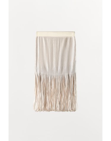 자라 시퀸 프린지 헴 미디 스커트 1758/723/251 OYSTER-WHITE