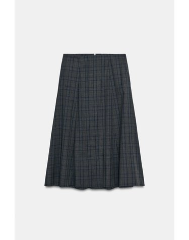 자라 체크 A라인 미디 스커트 6690/256/802 GREY