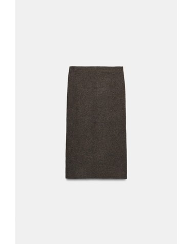 자라 니트 펜슬 미디 스커트 2756/110/737 BROWN / TAUPE