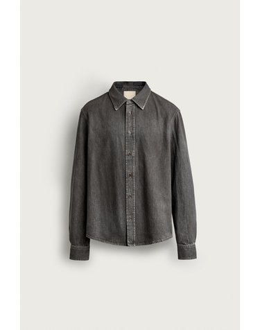 자라 워시드 레귤러핏 긴팔 데님 셔츠 1300/334/802 GREY