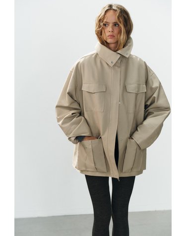 자라 오버핏 하이넥 멀티포켓 자켓 5854/722/710 BEIGE