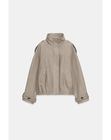 자라 탭 디테일 하이넥 봄버 자켓 5070/666/052 LIGHT BEIGE