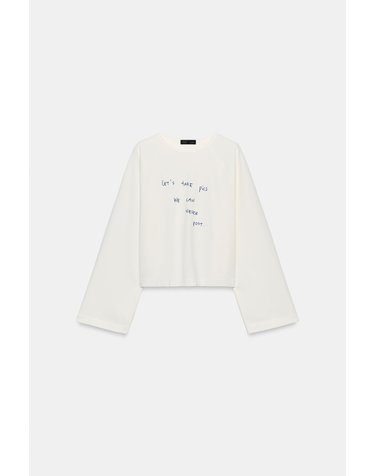 자라 그래픽 크롭 래글런 긴팔 티셔츠 0264/145/251 OYSTER-WHITE