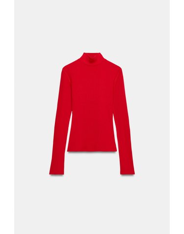 자라 슬림핏 하이넥 골지 티셔츠 4174/663/600 RED