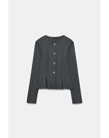 자라 소프트 골드 버튼 크롭 자켓 0858/737/803 GREY MARL