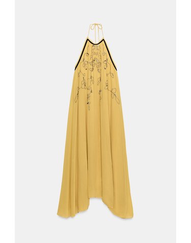 자라 비즈 자수 홀터넥 롱 원피스 6895/264/300 YELLOW