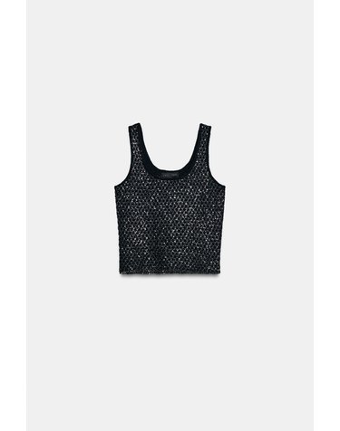 자라 시퀸 메탈릭 니트 민소매 탑 9598/085/800 BLACK