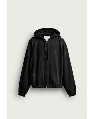 자라 플리스 데님 후드 집업 자켓 6369/343/800 BLACK
