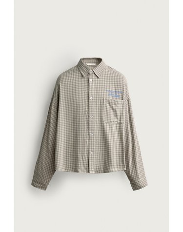 자라 박시핏 자수 체크 긴팔 셔츠 3798/310/055 GREY / BLUE