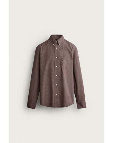 자라 레귤러핏 체크 긴팔 셔츠 7380/738/681 BURGUNDY