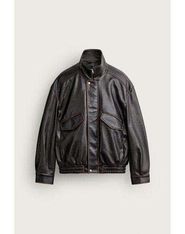 자라 레더 이펙트 하이넥 자켓 8281/402/716 DARK BROWN