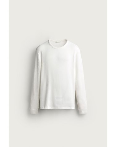 자라 레귤러핏 와플 니트 긴팔 티셔츠 4087/200/251 OYSTER-WHITE