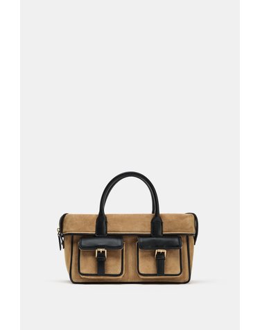 자라 버클 포켓 레더 토트백 6444/810/718 SAND/BROWN