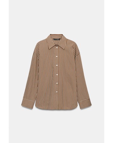 자라 오버핏 스트라이프 옥스포드 셔츠 7730/256/087 BROWN / ECRU