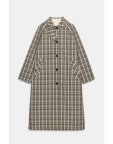 자라 리버서블 체크 롱 트렌치 코트 3811/275/710 BEIGE