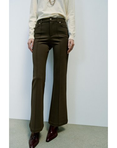 자라 플레어 미드라이즈 5포켓 팬츠 4745/222/507 DARK KHAKI