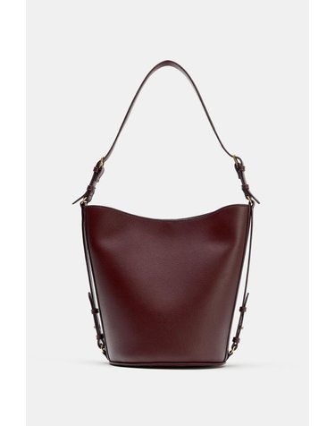 자라 버클 디테일 숄더 버킷백 6452/810/624 BURGUNDY RED