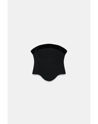 자라 벨벳 배색 오프숄더 탑 5584/817/800 BLACK
