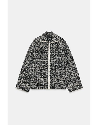 자라 부클 칼라 집업 가디건 자켓 4192/104/070 ECRU / BLACK