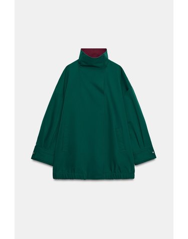 자라 하이넥 오버사이즈 트렌치 코트 0155/254/538 DUCK GREEN