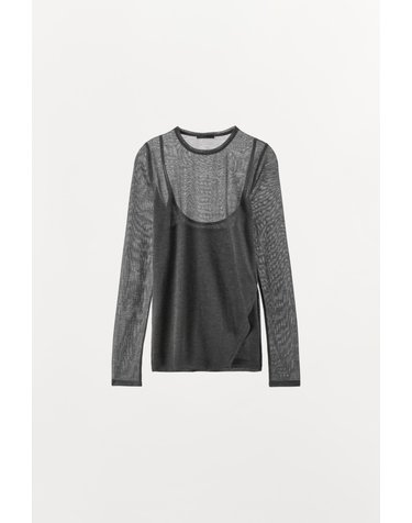 자라 레이어드 시스루 긴팔 티셔츠 0858/734/803 GREY MARL