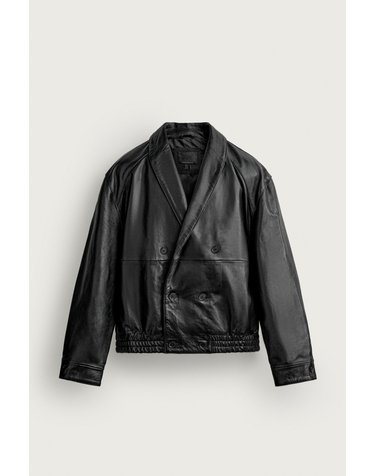 자라 크롭 레더 숄칼라 블레이저 5388/101/800 BLACK