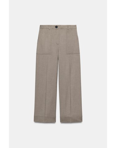 자라 크롭 스트레이트핏 팬츠 8907/649/730 LIGHT BROWN