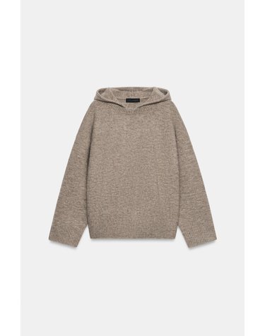 자라 오버사이즈 니트 후드 스웨터 5536/215/736 LIGHT MINK