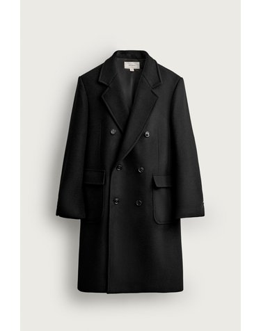 자라 울 블렌드 레귤러핏 더블 코트 1550/521/800 BLACK