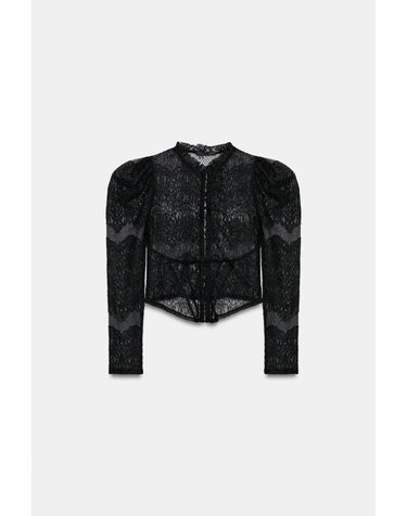 자라 레이스 코르셋 스타일 하이넥 탑 5039/809/800 BLACK