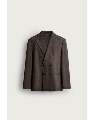 자라 핀스트라이프 린넨 수트 블레이저 4691/951/700 BROWN