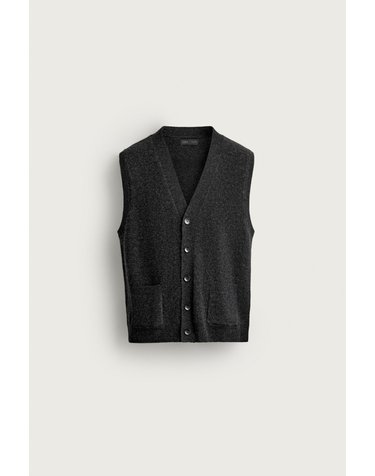 자라 울 100% V넥 버튼 니트 베스트 2893/357/922 DARK GREY