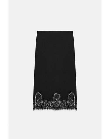 자라 레이스 헴 미디 스커트 6698/931/800 BLACK