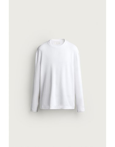 자라 와플 니트 라운드넥 긴팔 티셔츠 4161/307/251 OYSTER-WHITE